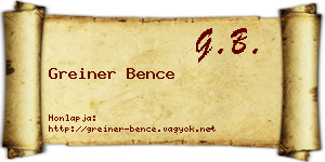 Greiner Bence névjegykártya